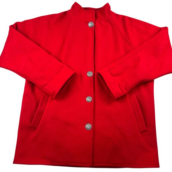 Johnson Woolen Mills Vintage Red Wool Jacket Women's size Large Lined - Picture 1 of 9